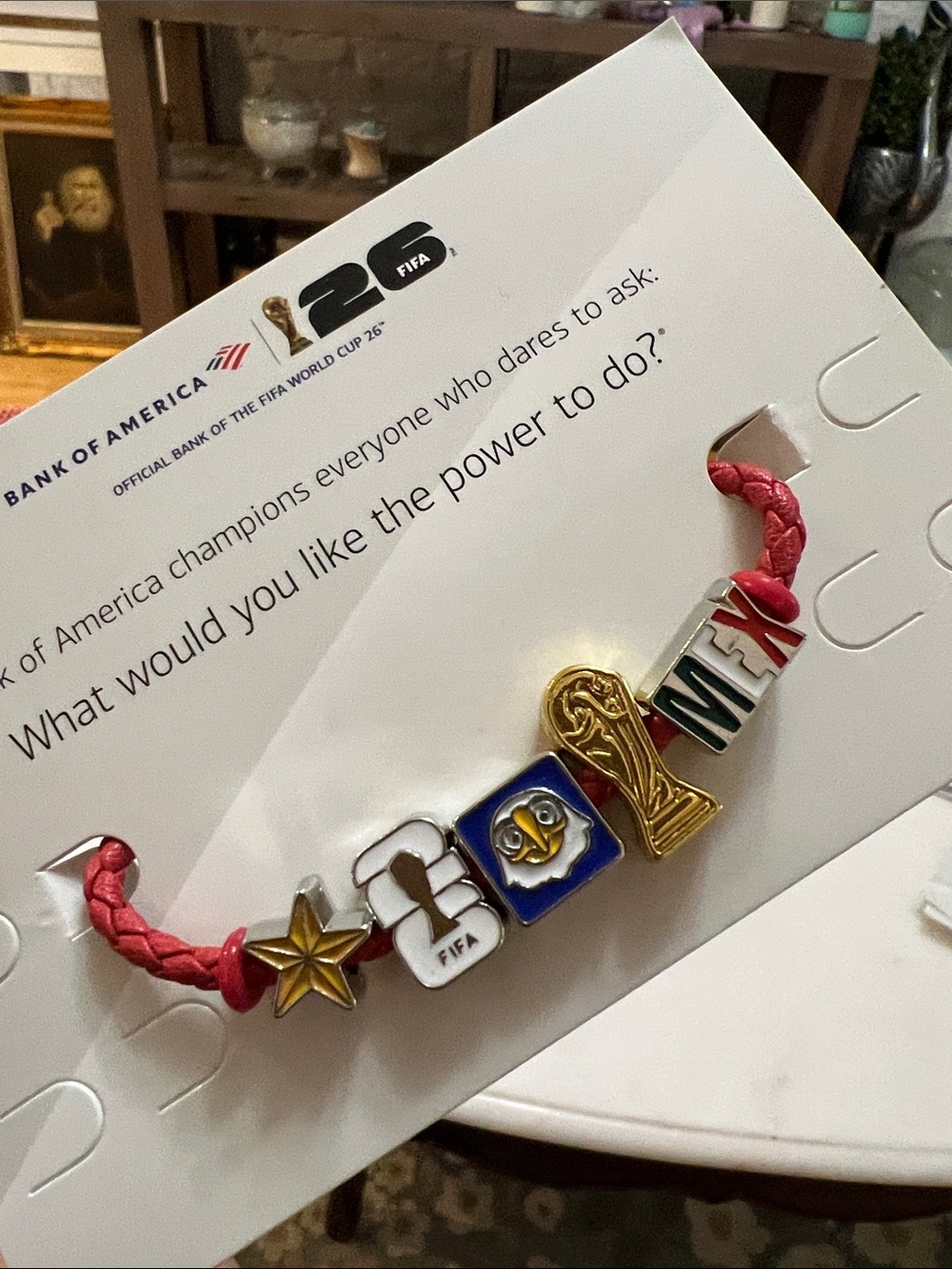 Exclusive FIFA Charm Bracelet on Red Braided Cord